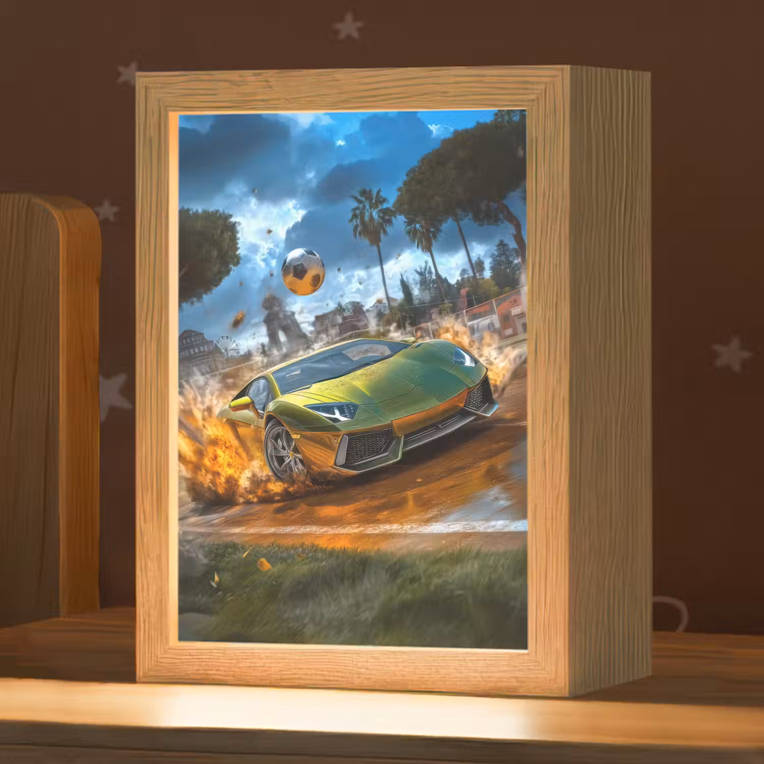 Sportwagen - Groen - Voetbal Light Box met kabel klein -zzz_3d_website