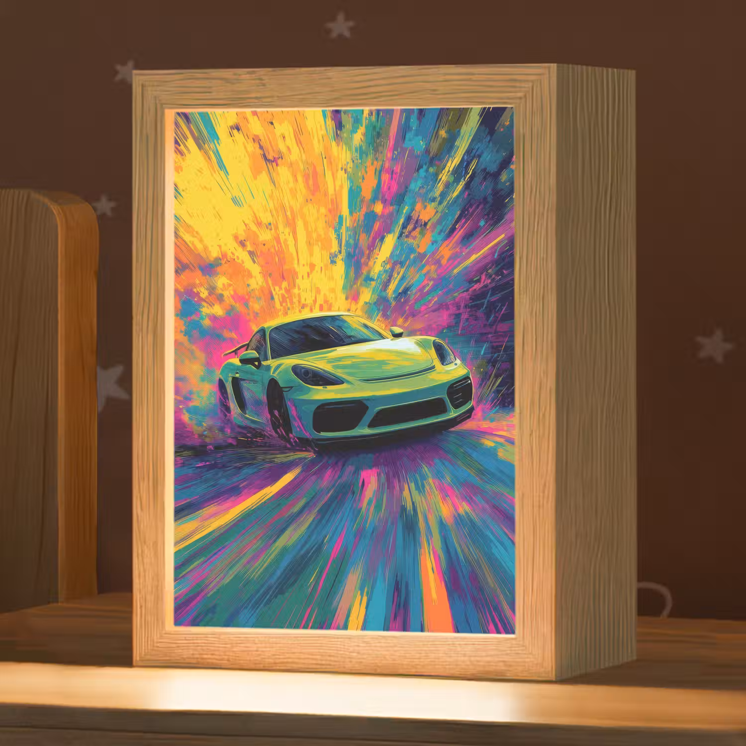 Sportauto - Groen - Verfstrepen - Kleuren Light Box met kabel klein -zzz_3d_website