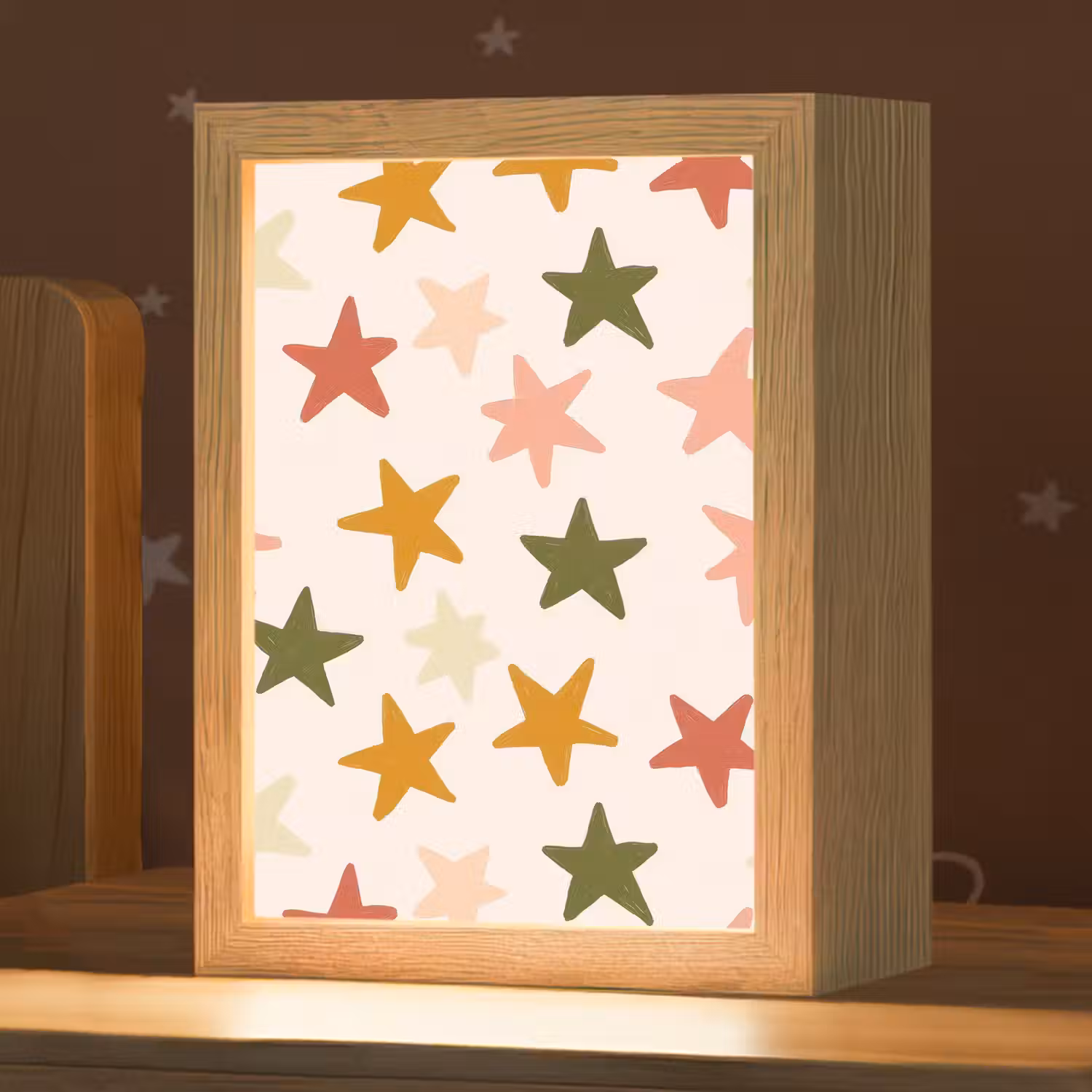 Sterren - Patroon - Kleurrijk Light Box met kabel (Kinderlampje) klein 904 -zzz_3d_website
