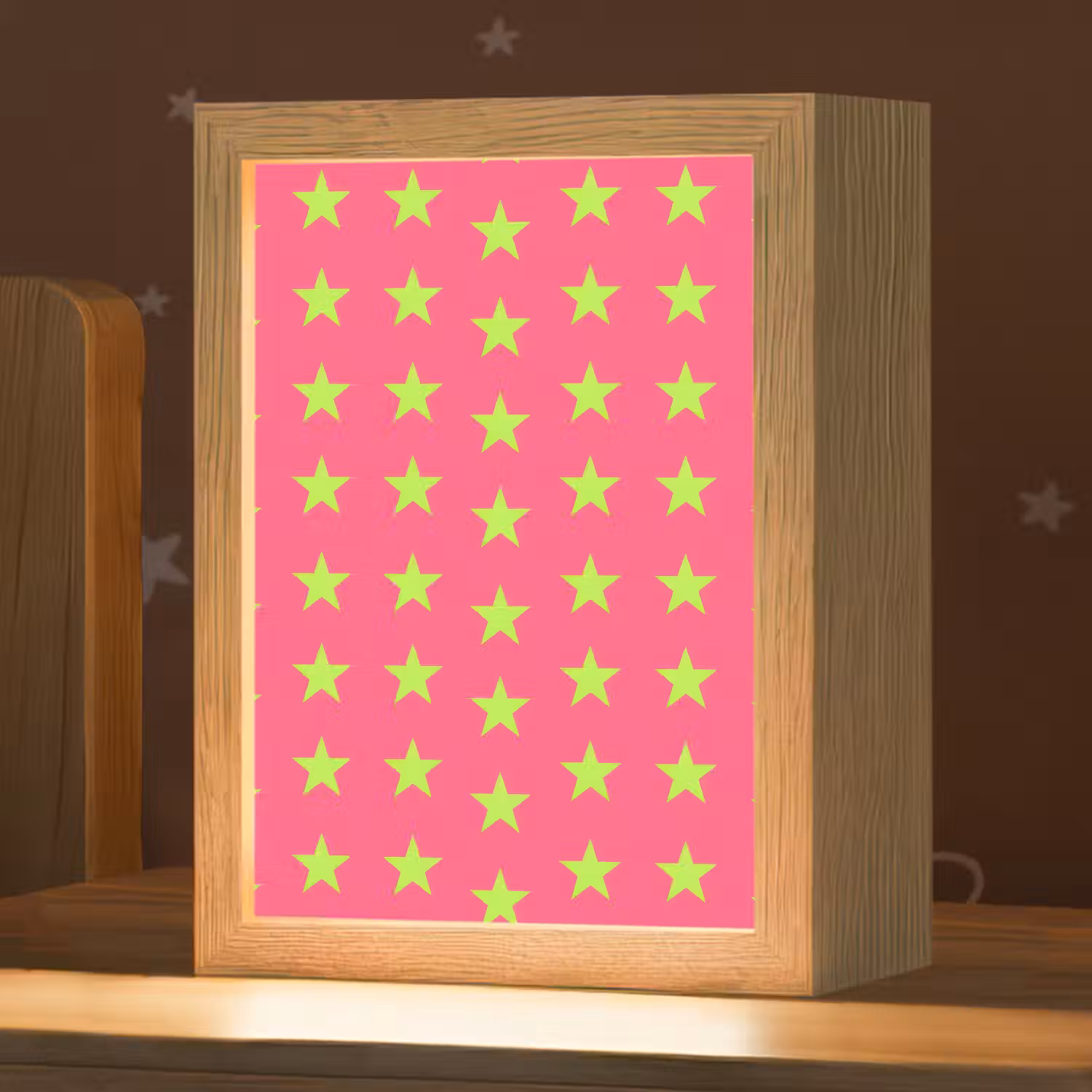 Sterren - Patroon - Roze Light Box met kabel (Kinderlampje) klein 904 -zzz_3d_website