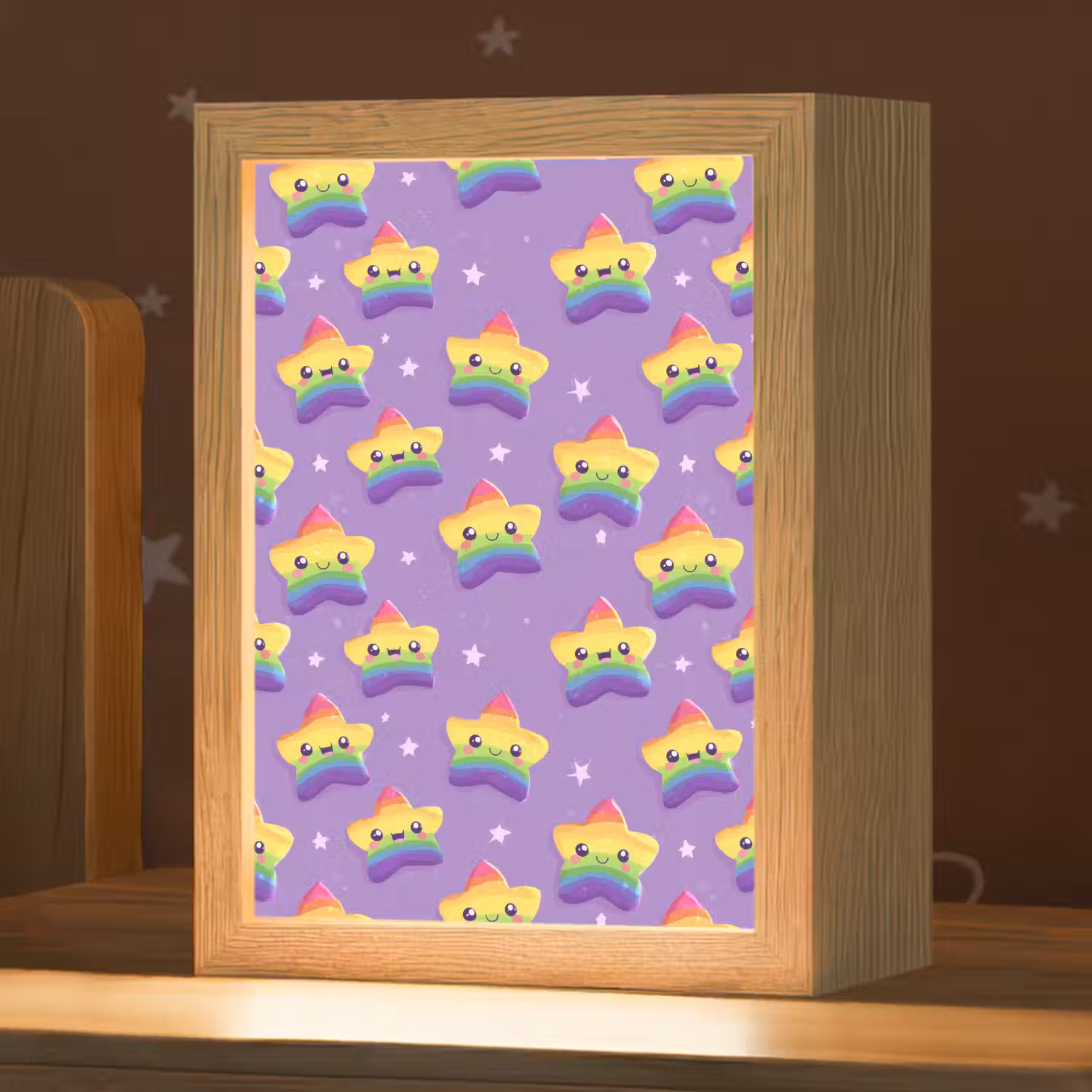 Sterren - Regenboog - Paars Light Box met kabel (Kinderlampje) klein 904 -zzz_3d_website