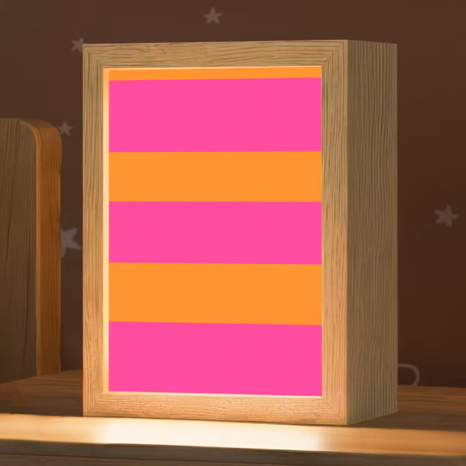 Strepen - Horizontaal - Roze Light Box met kabel (Kinderlampje) klein 904 -zzz_3d_website