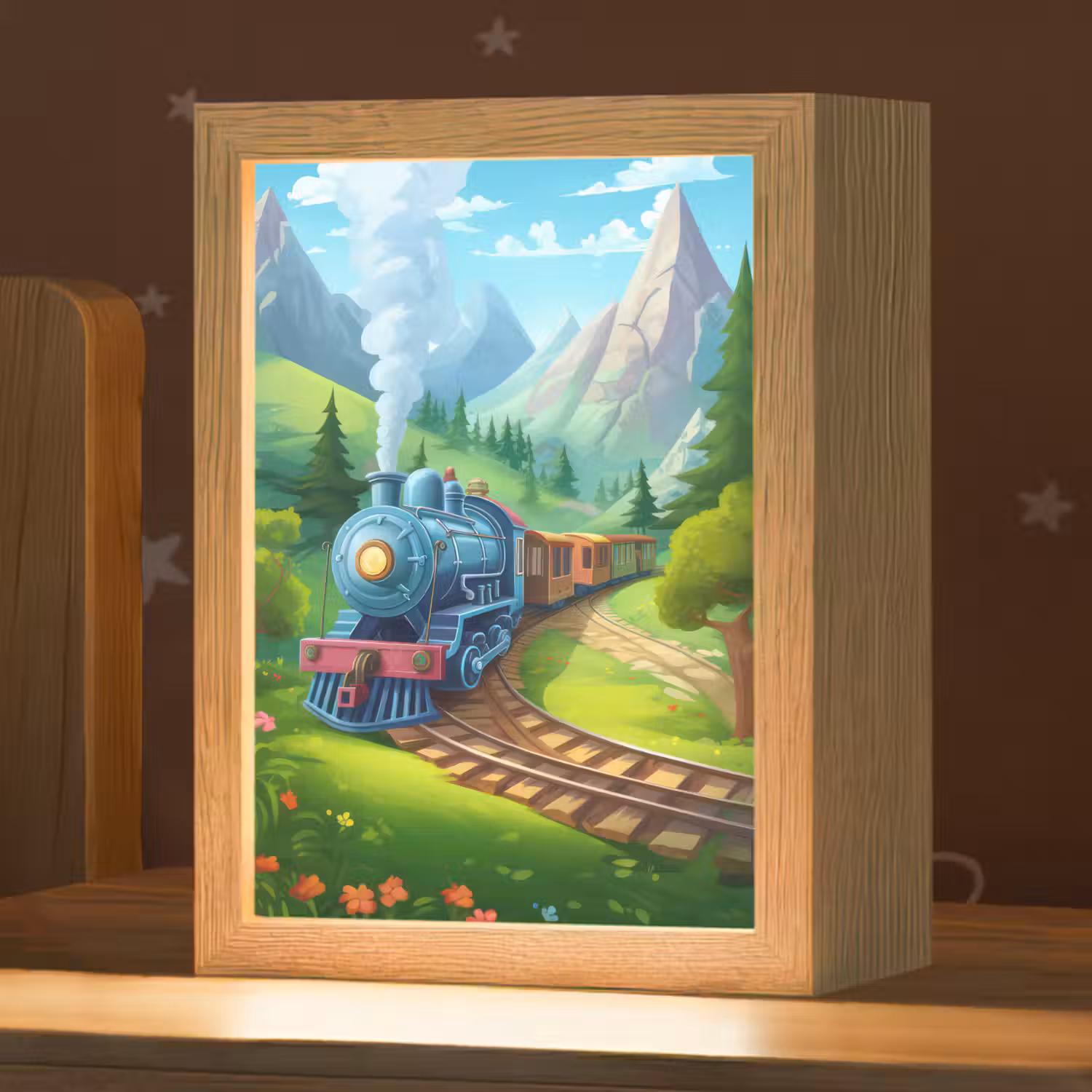 Trein - Bloemen - Kinderen - Natuur Light Box met kabel klein -zzz_3d_website