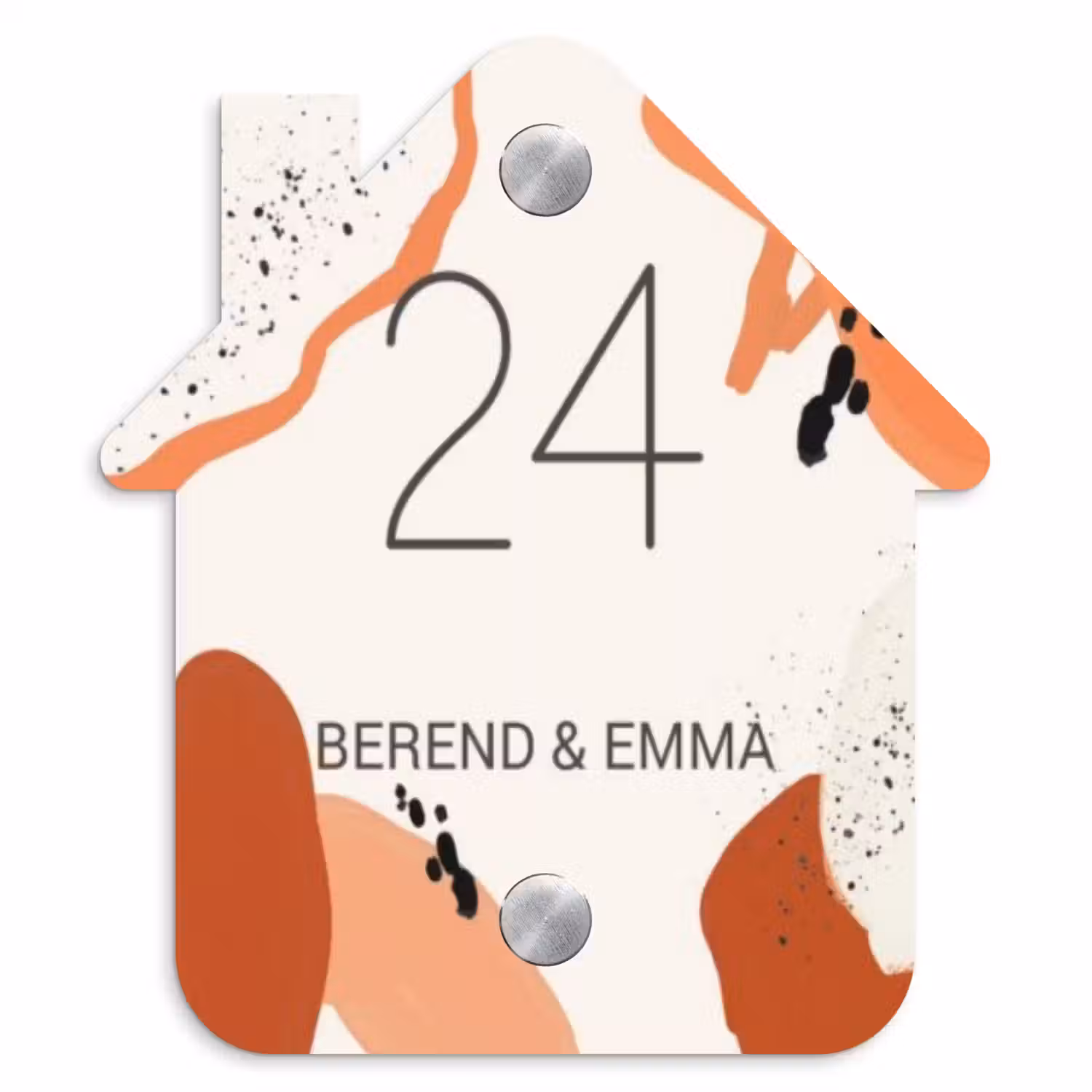 Abstract oranje - Klassiek Naambord Huisje klein -3d