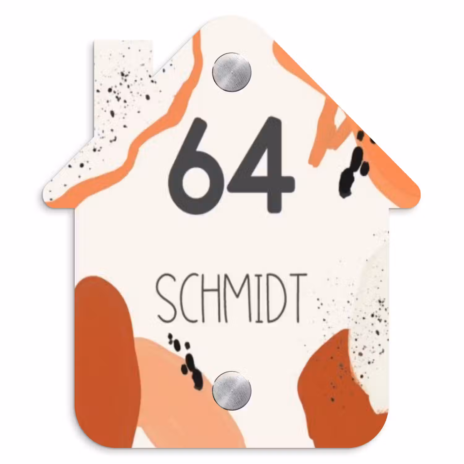 Abstract oranje - Modern Naambord Huisje klein -3d