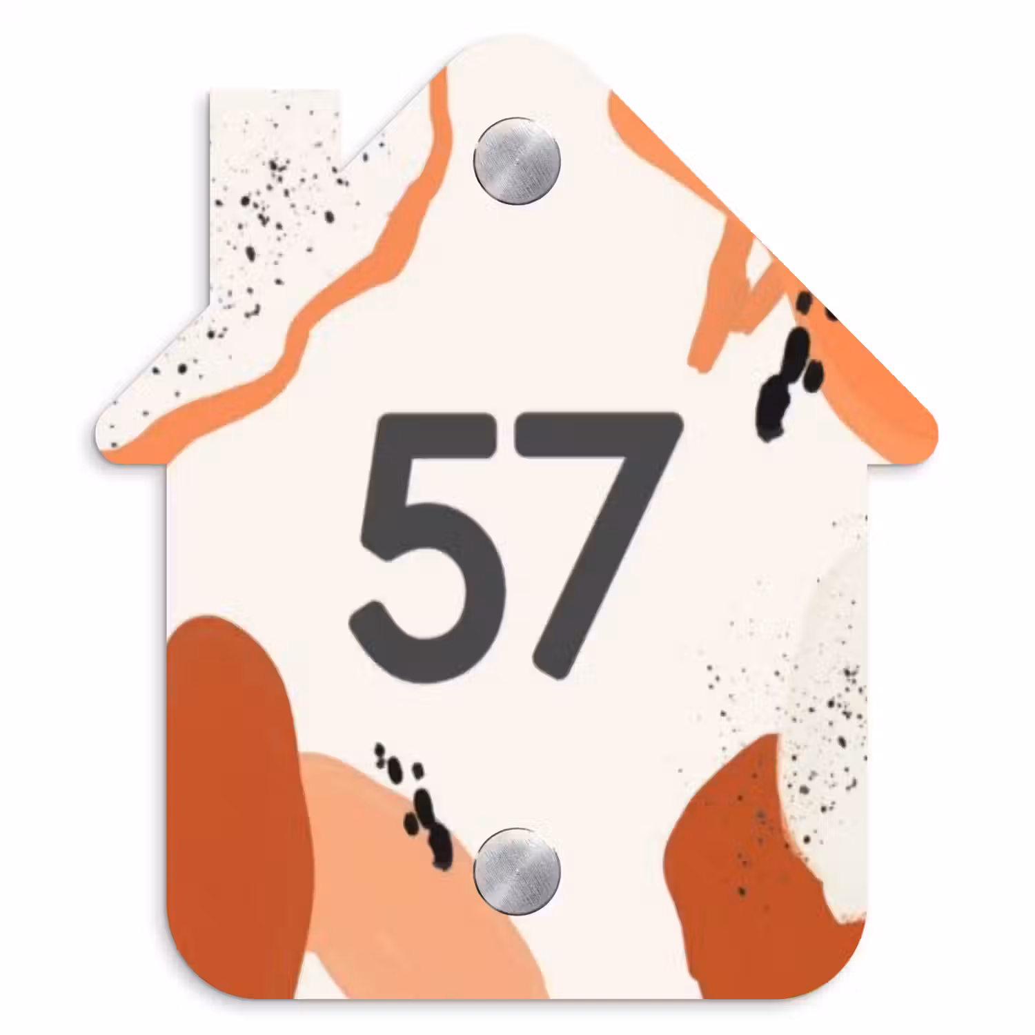 Abstract oranje - Traditioneel Naambord Huisje klein -3d