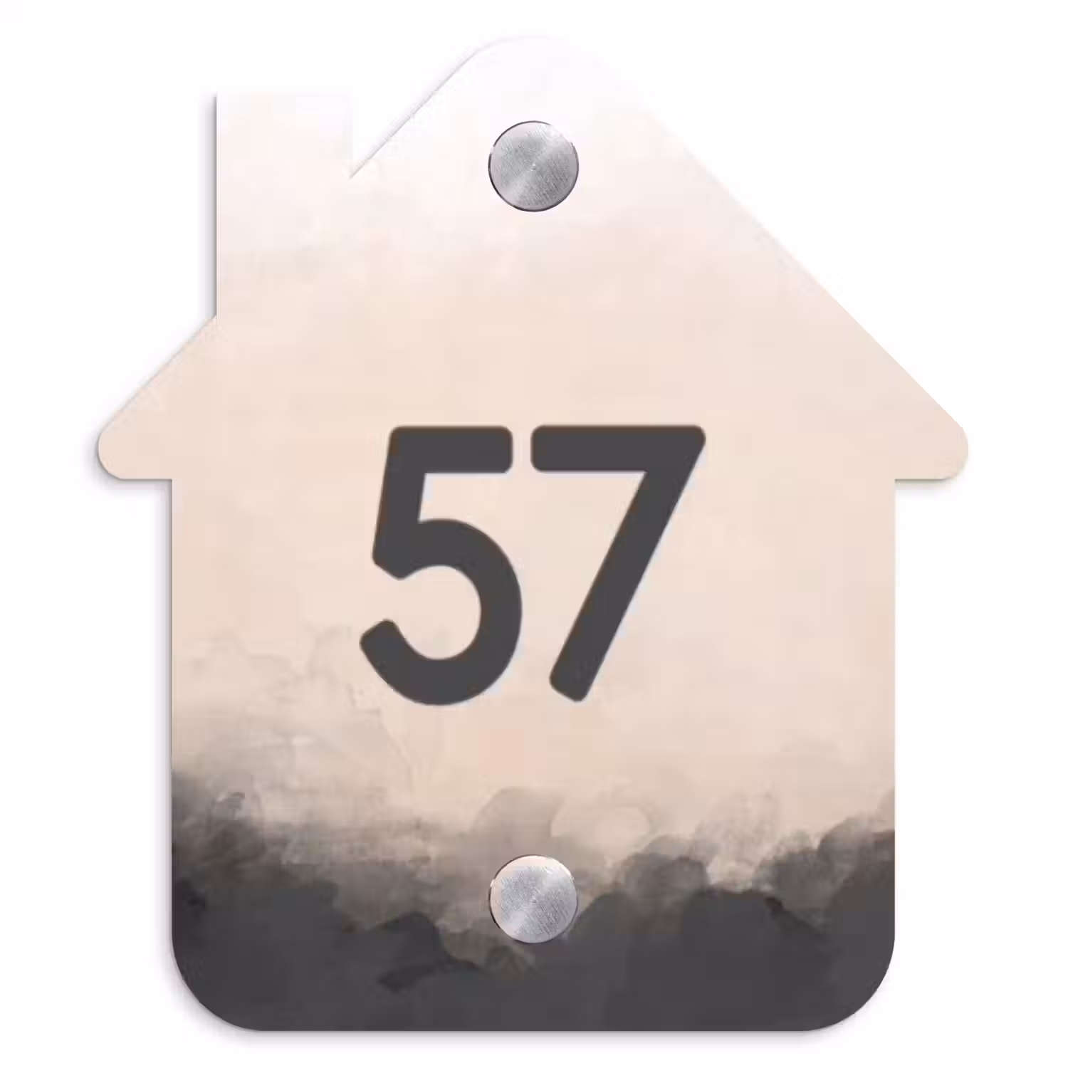 Aquarel - Beige - Traditioneel Naambord Huisje klein -3d