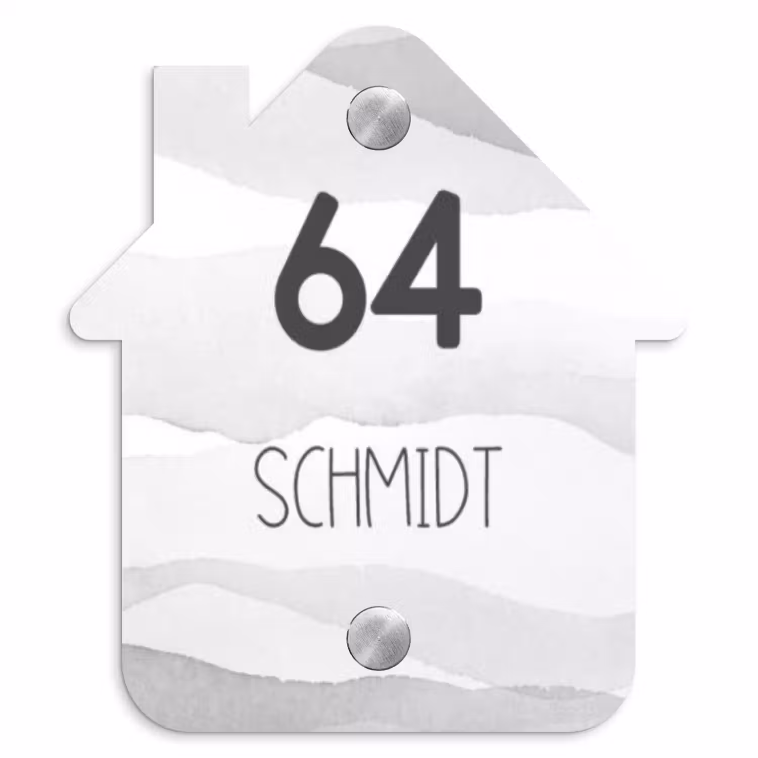 Aquarel - Grijs - Modern Naambord Huisje klein -3d