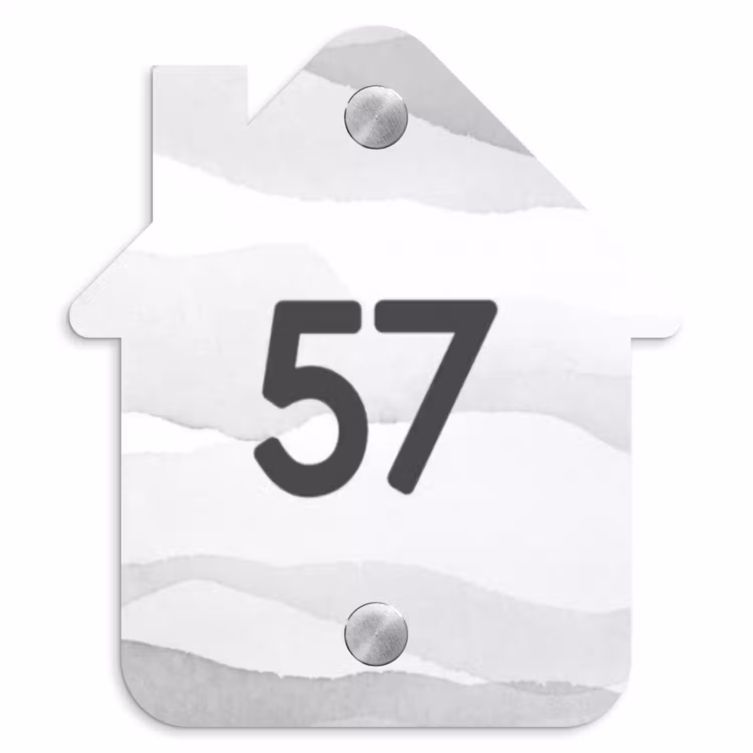 Aquarel - Grijs - Traditioneel Naambord Huisje klein -3d