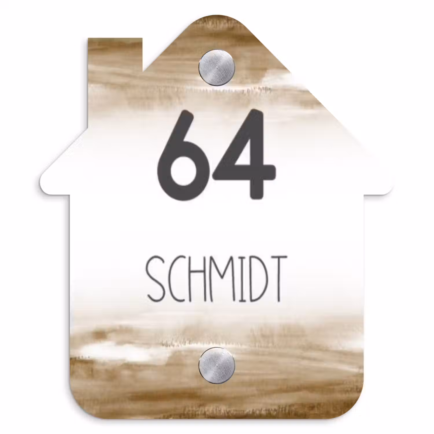 Aquarelachtergrond - Bruin - Modern Naambord Huisje klein -3d