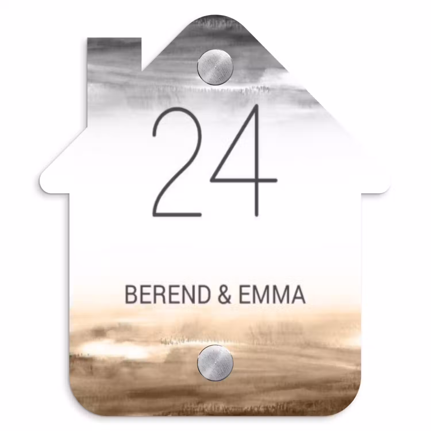 Aquarelachtergrond - Zwart beige - Klassiek Naambord Huisje klein -3d