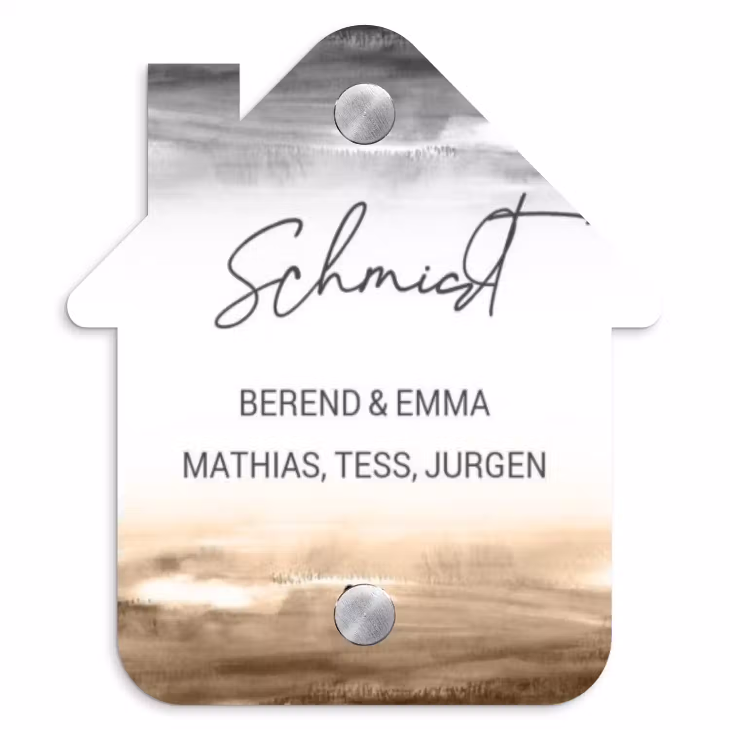 Aquarelachtergrond - Zwart beige - Sierlijk Naambord Huisje klein -3d