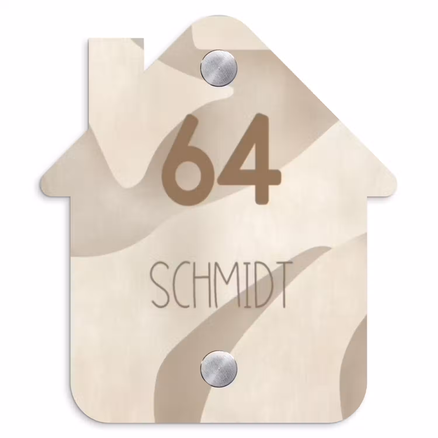 Beige organisch - Modern Naambord Huisje klein -3d