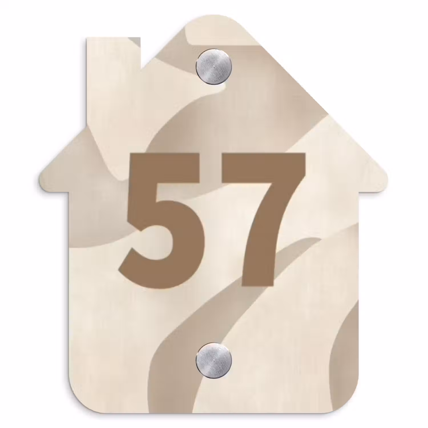Beige organisch - Traditioneel Naambord Huisje klein -3d