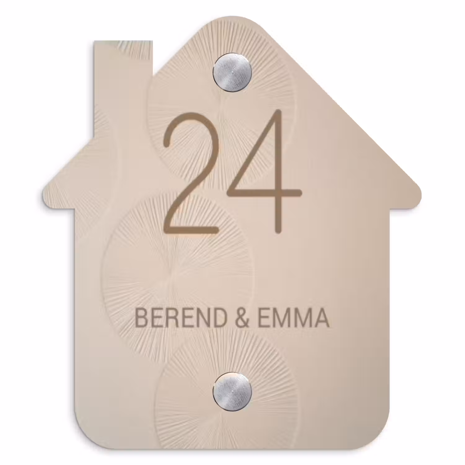 Beige reliëf lijnen - Klassiek Naambord Huisje klein -3d
