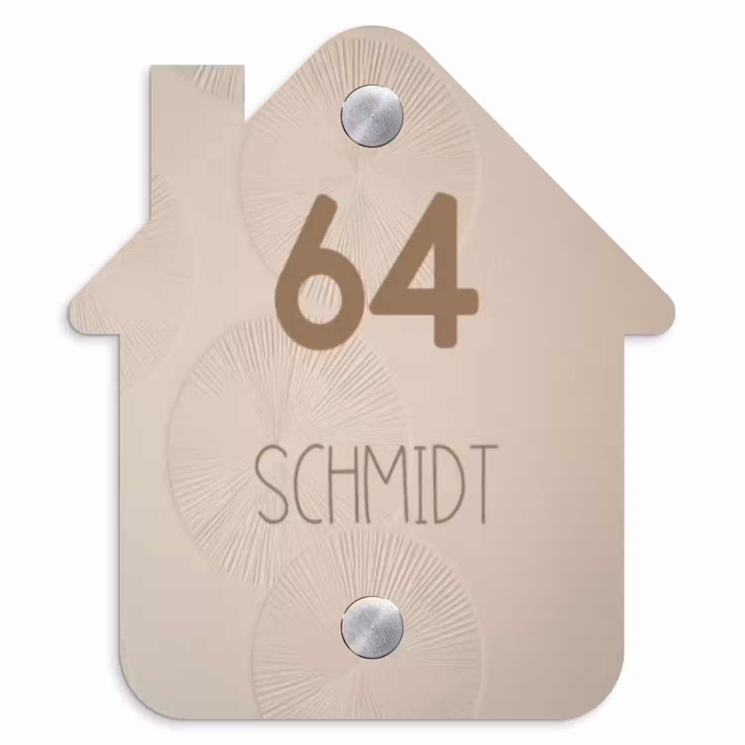 Beige reliëf lijnen - Modern Naambord Huisje klein -3d