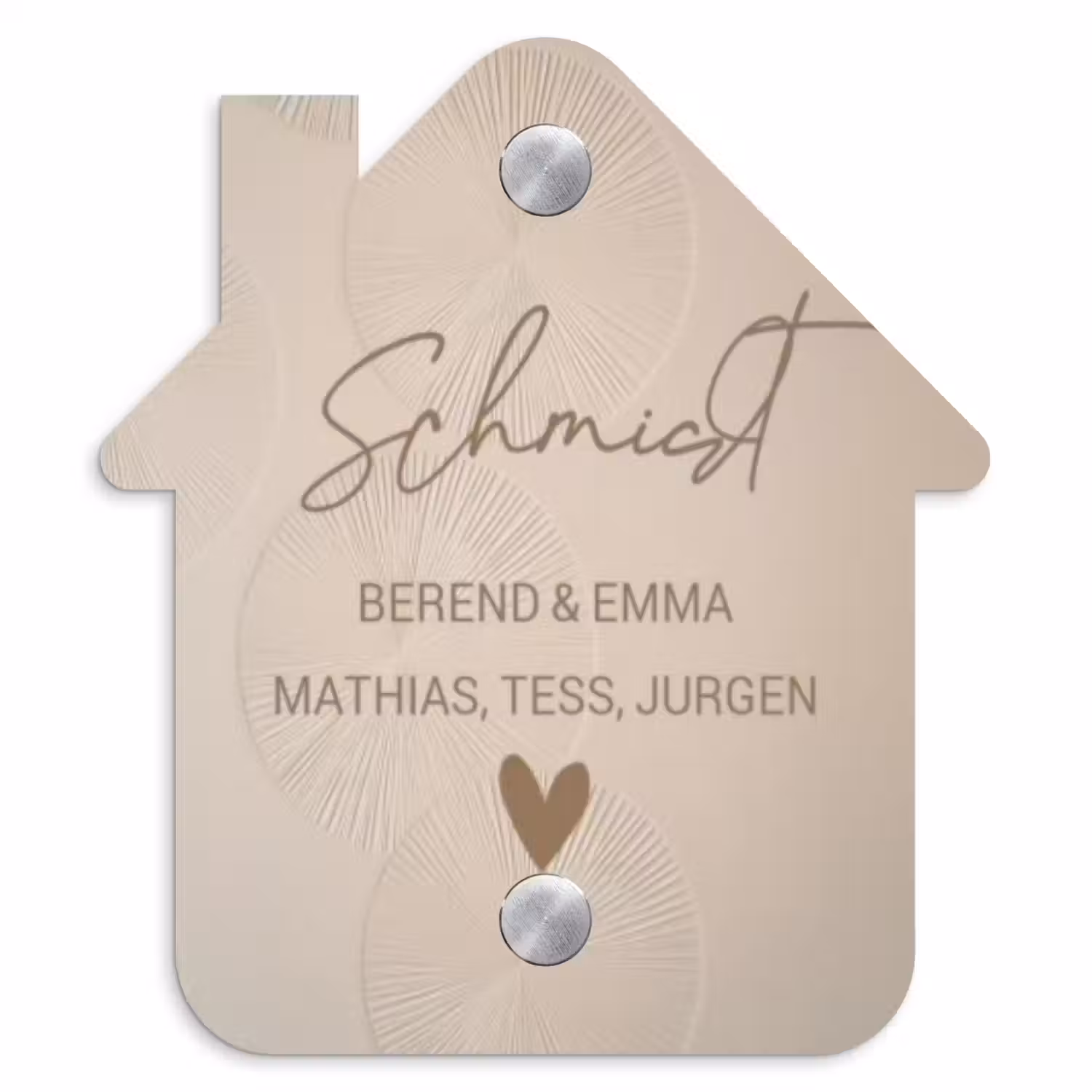 Beige reliëf lijnen - Sierlijk Naambord Huisje klein -3d