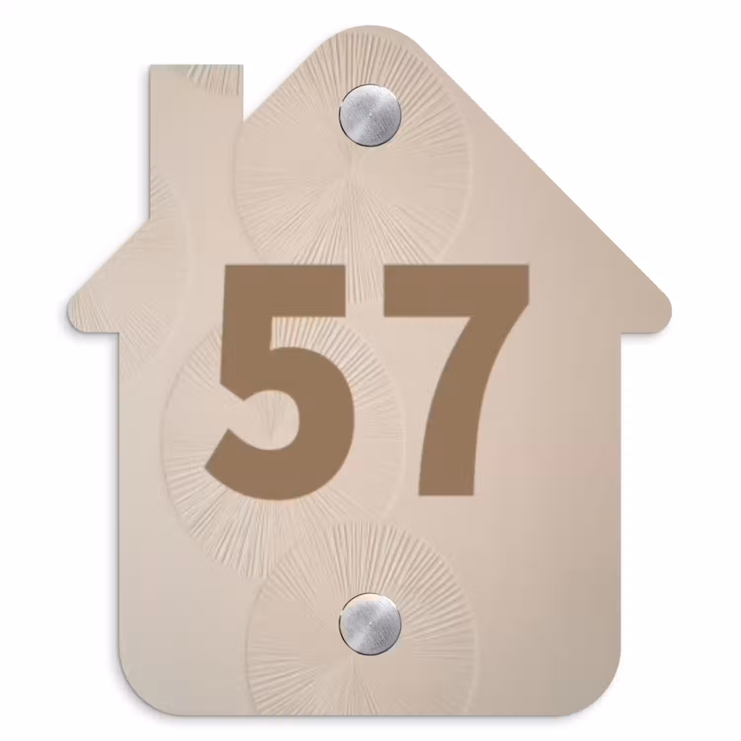 Beige reliëf lijnen - Traditioneel Naambord Huisje klein -3d