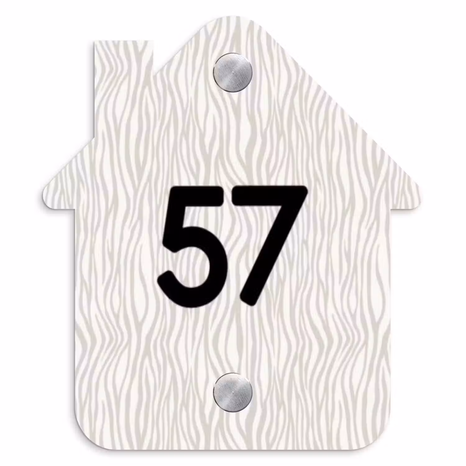 Beige golvende strepen - Traditioneel Naambord Huisje klein -3d