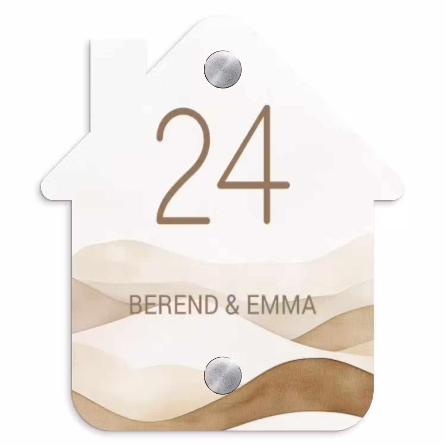Beige landschap - Klassiek Naambord Huisje klein -3d