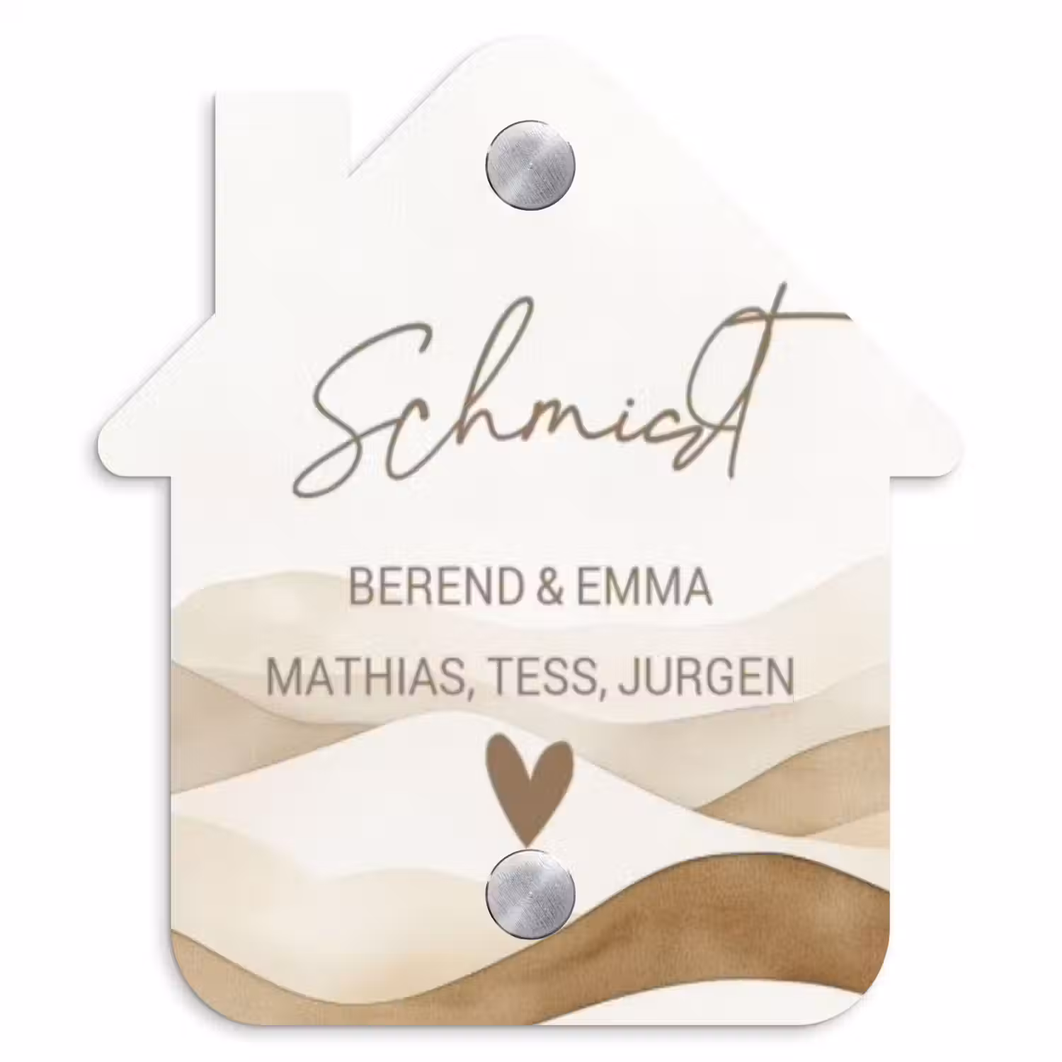 Beige landschap - Sierlijk Naambord Huisje klein -3d