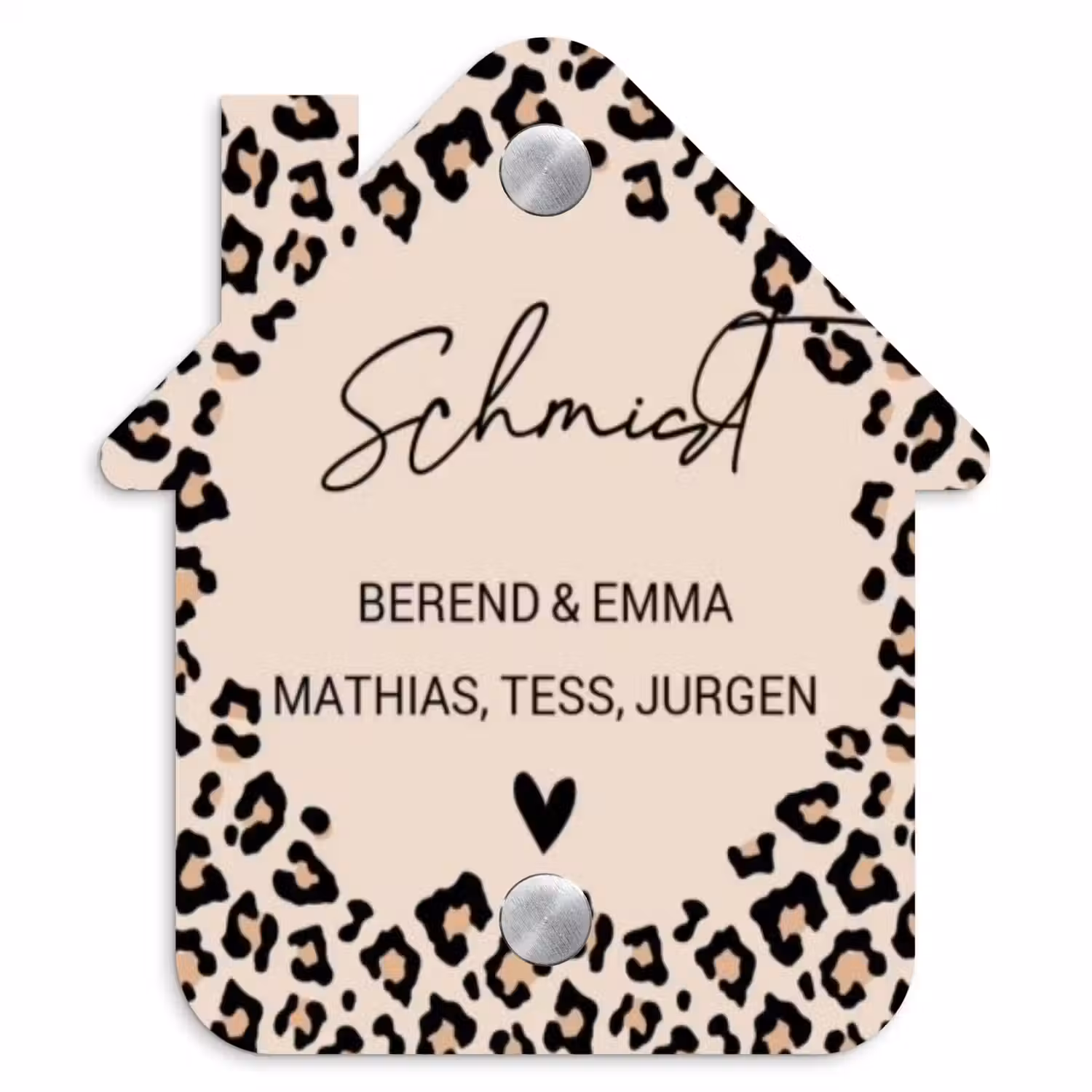 Beige luipaardprint - Sierlijk Naambord Huisje klein -3d