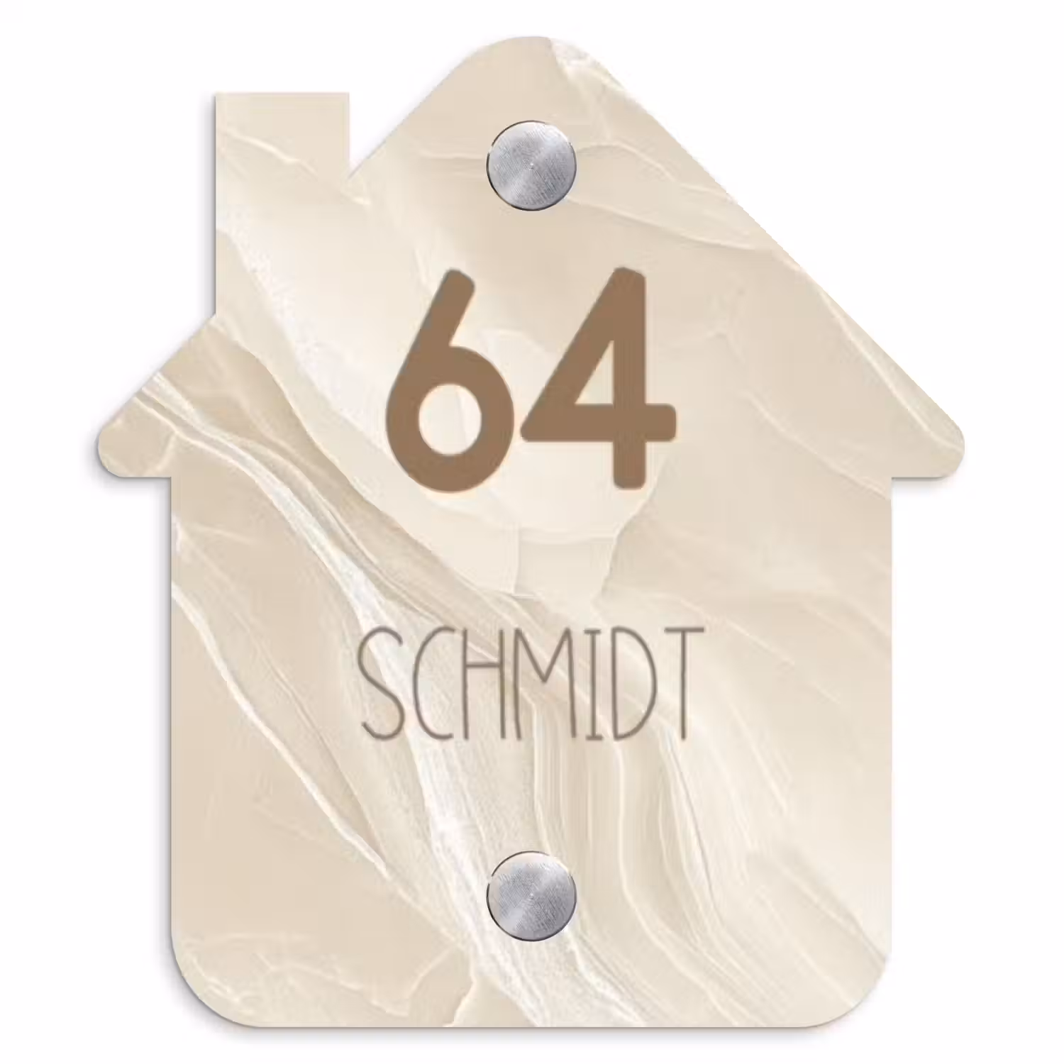 Beige - Marmer - Modern Naambord Huisje klein -3d