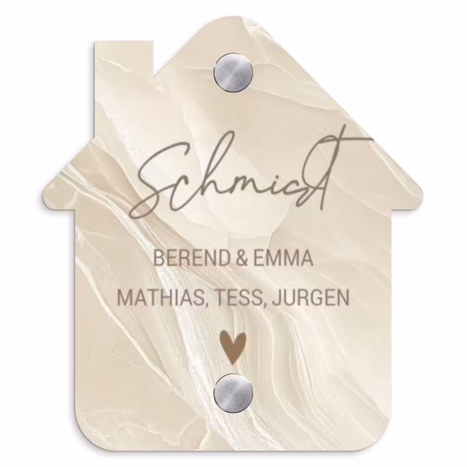 Beige - Marmer - Sierlijk Naambord Huisje klein -3d