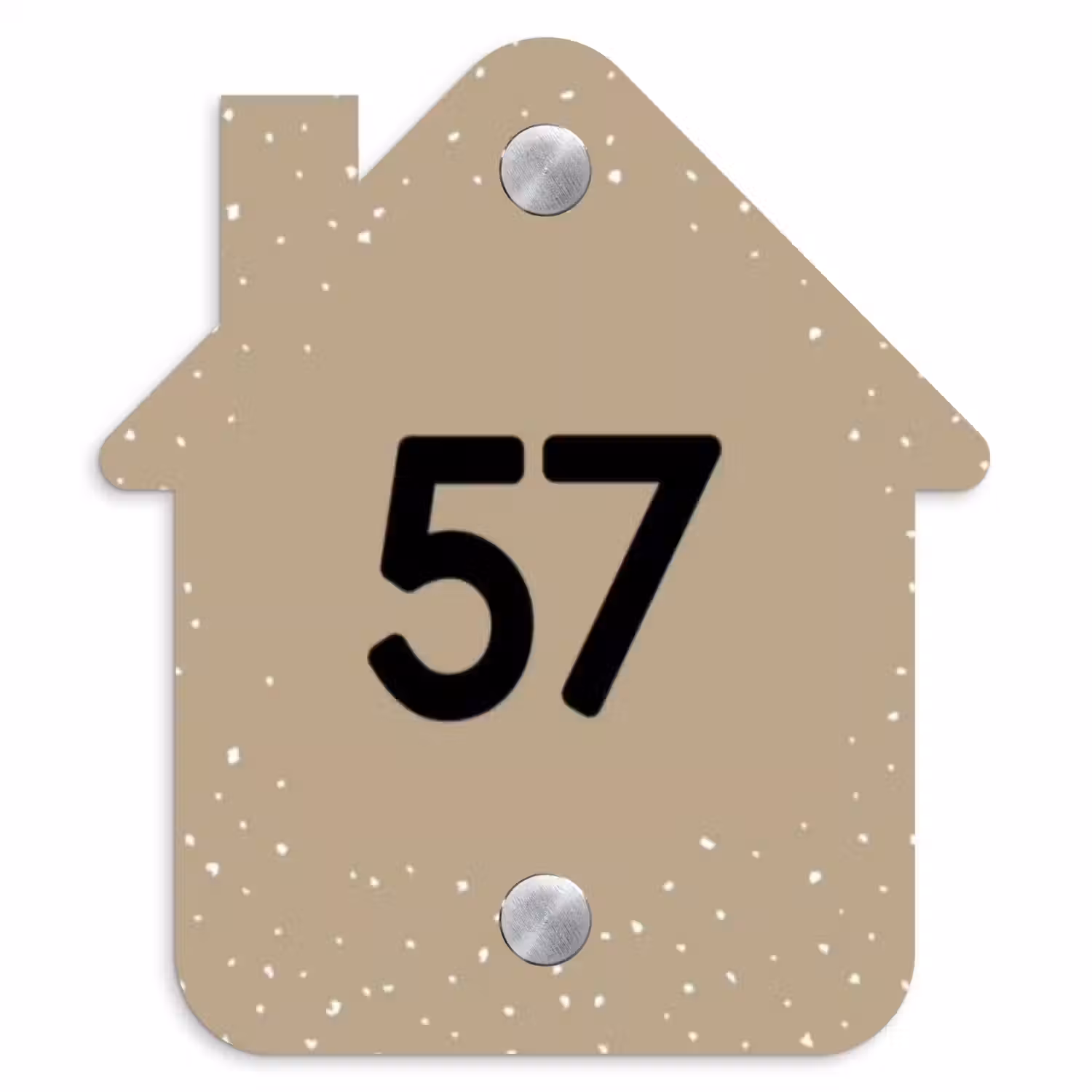 Beige met stippen - Traditioneel Naambord Huisje klein -3d