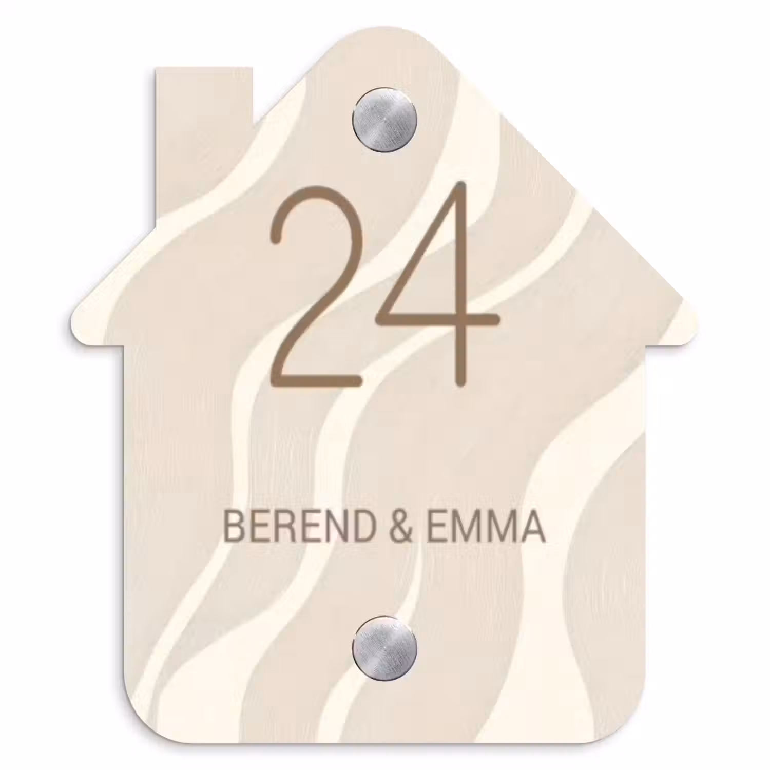 Beige golven - Klassiek Naambord Huisje klein -3d
