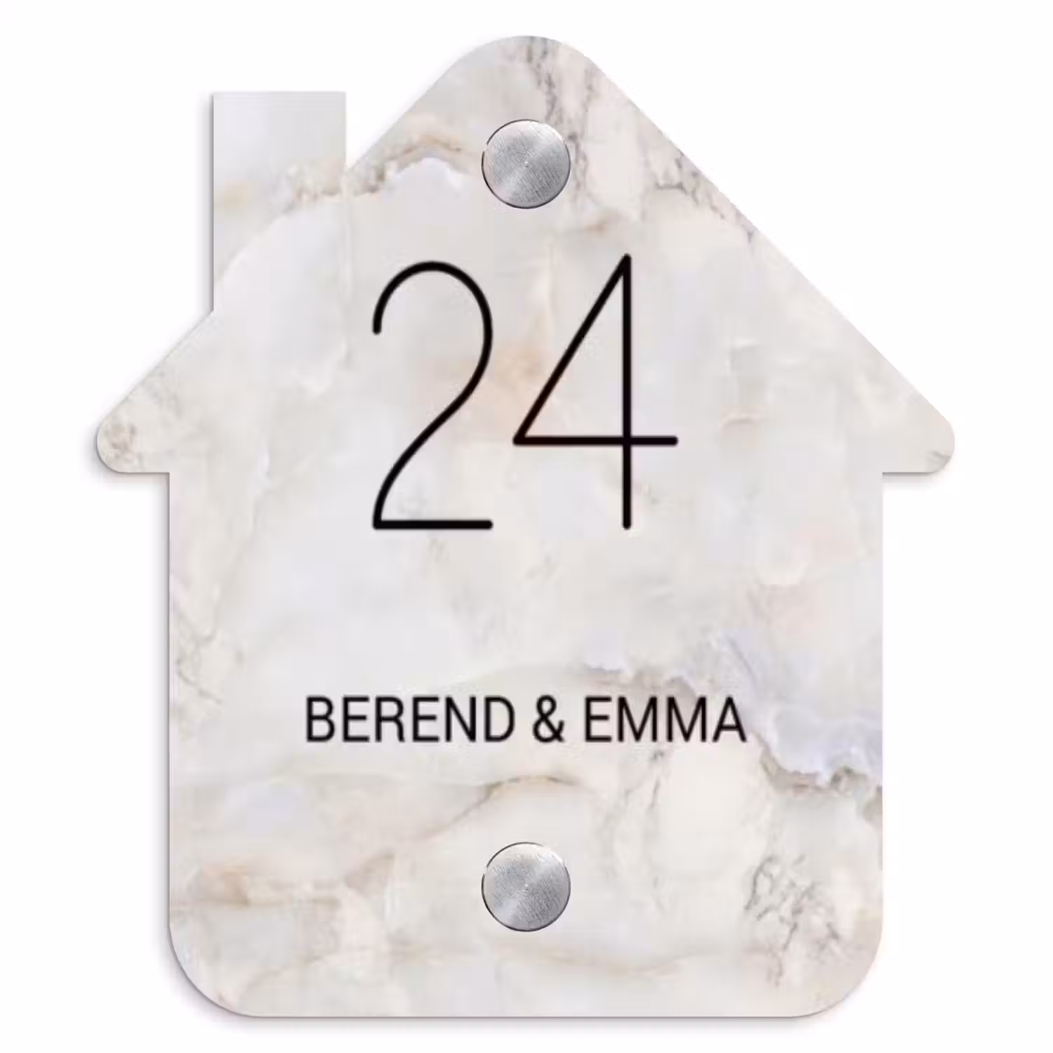 Beige marmer - Klassiek Naambord Huisje klein -3d