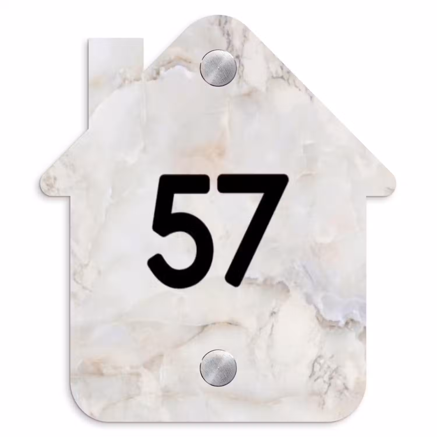 Beige marmer - Modern Naambord Huisje klein -3d