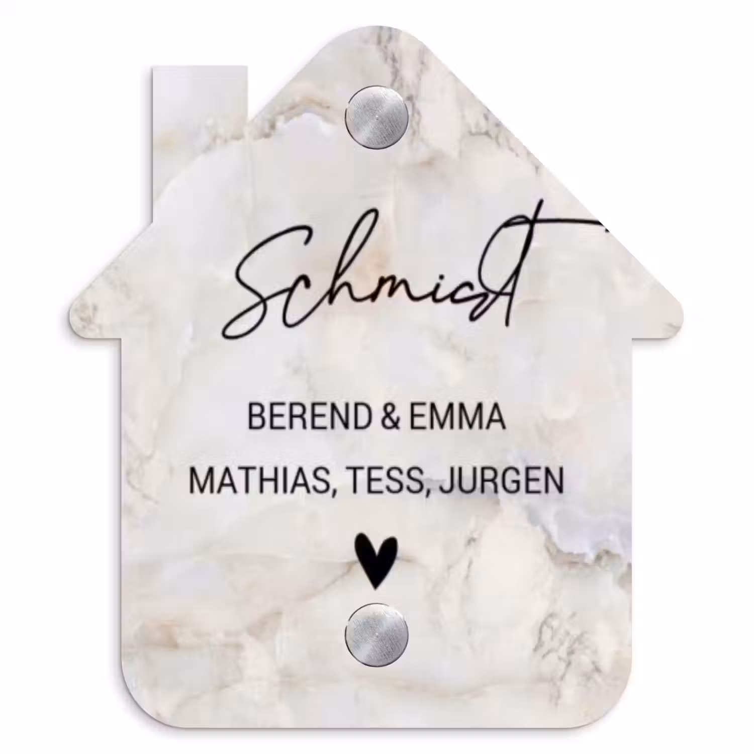 Beige marmer - Sierlijk Naambord Huisje klein -3d