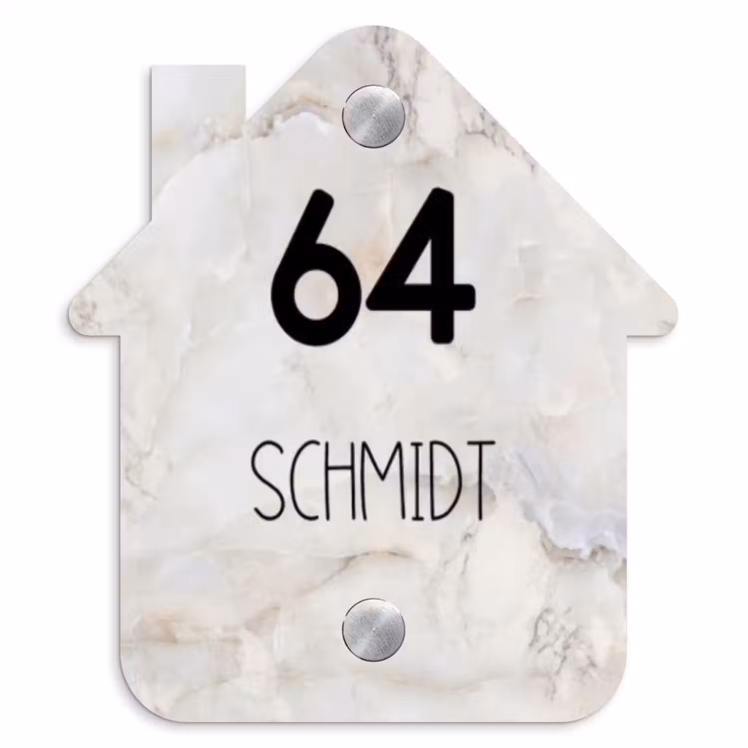 Beige marmer - Traditioneel Naambord Huisje klein -3d