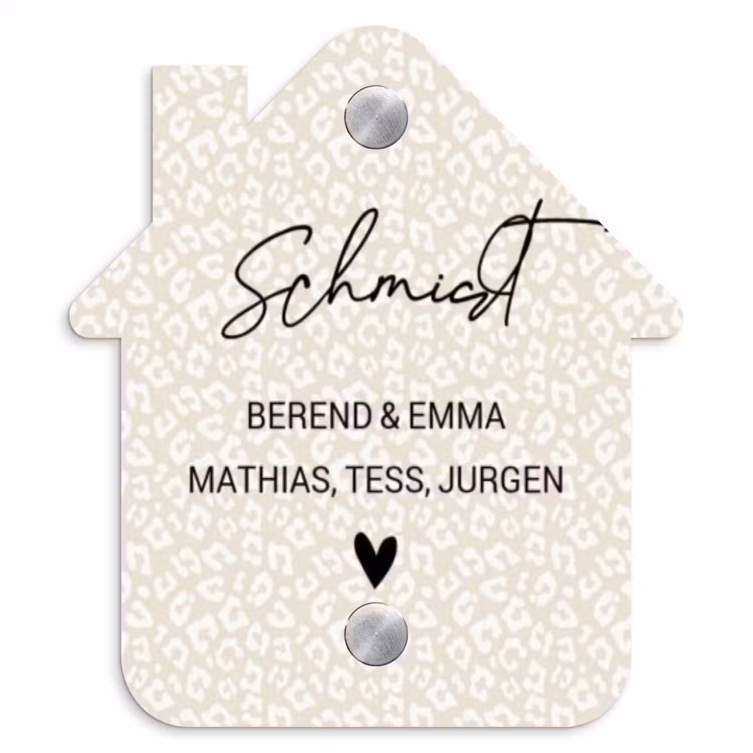 Beige panterprint - Sierlijk Naambord Huisje klein -3d