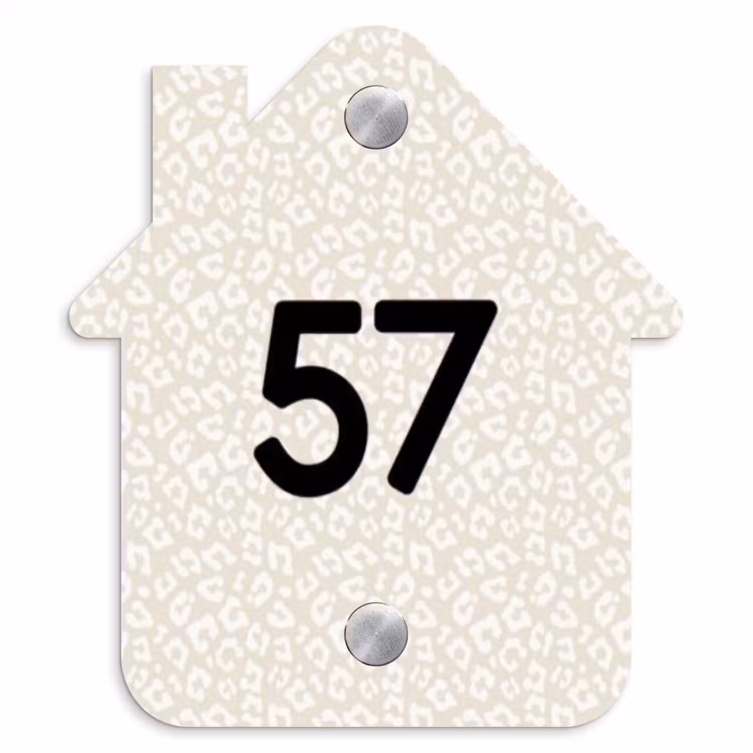 Beige panterprint - Traditioneel Naambord Huisje klein -3d