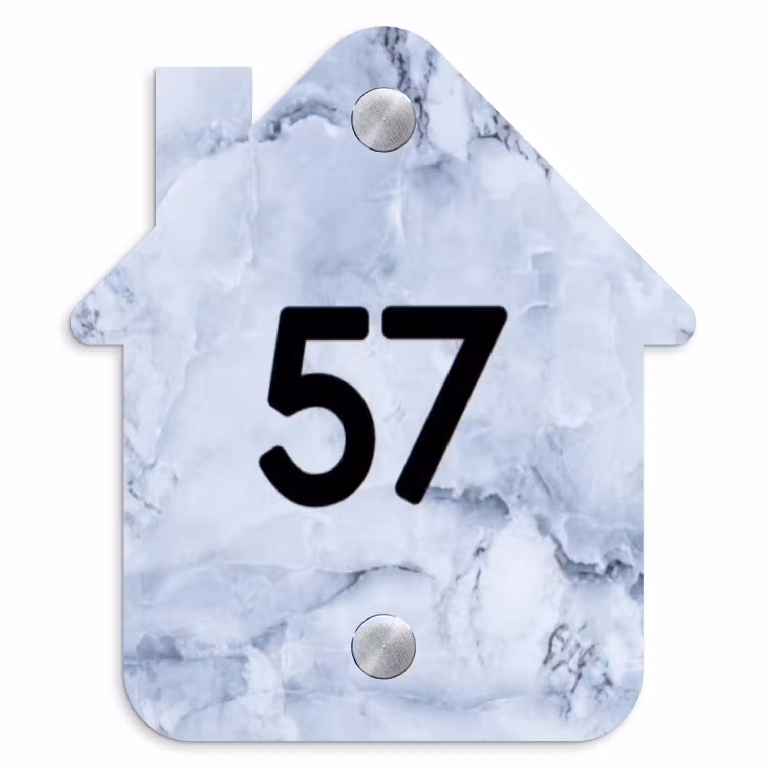 Blauw marmer - Traditioneel Naambord Huisje klein -3d