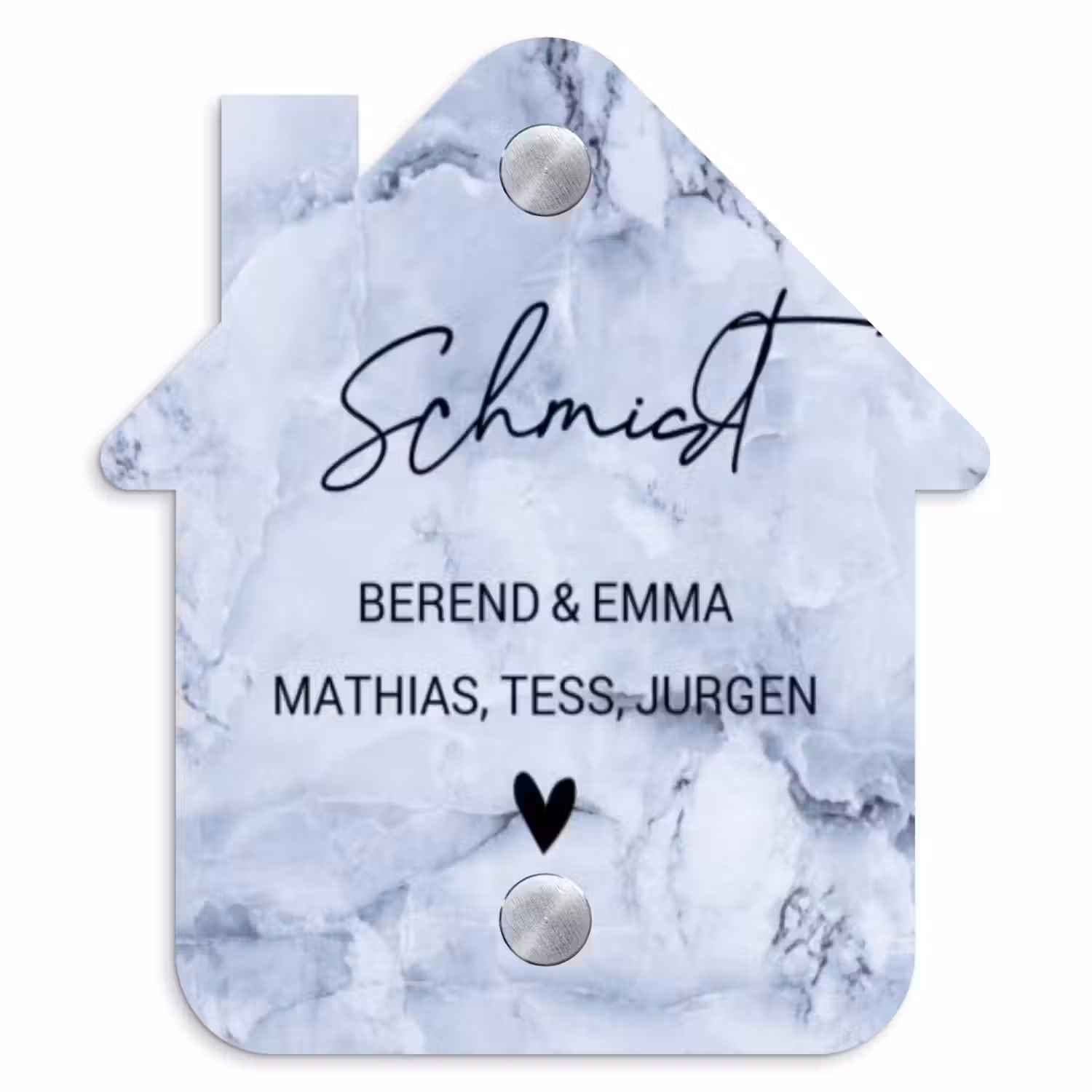 Blauw marmer - Sierlijk Naambord Huisje klein -3d