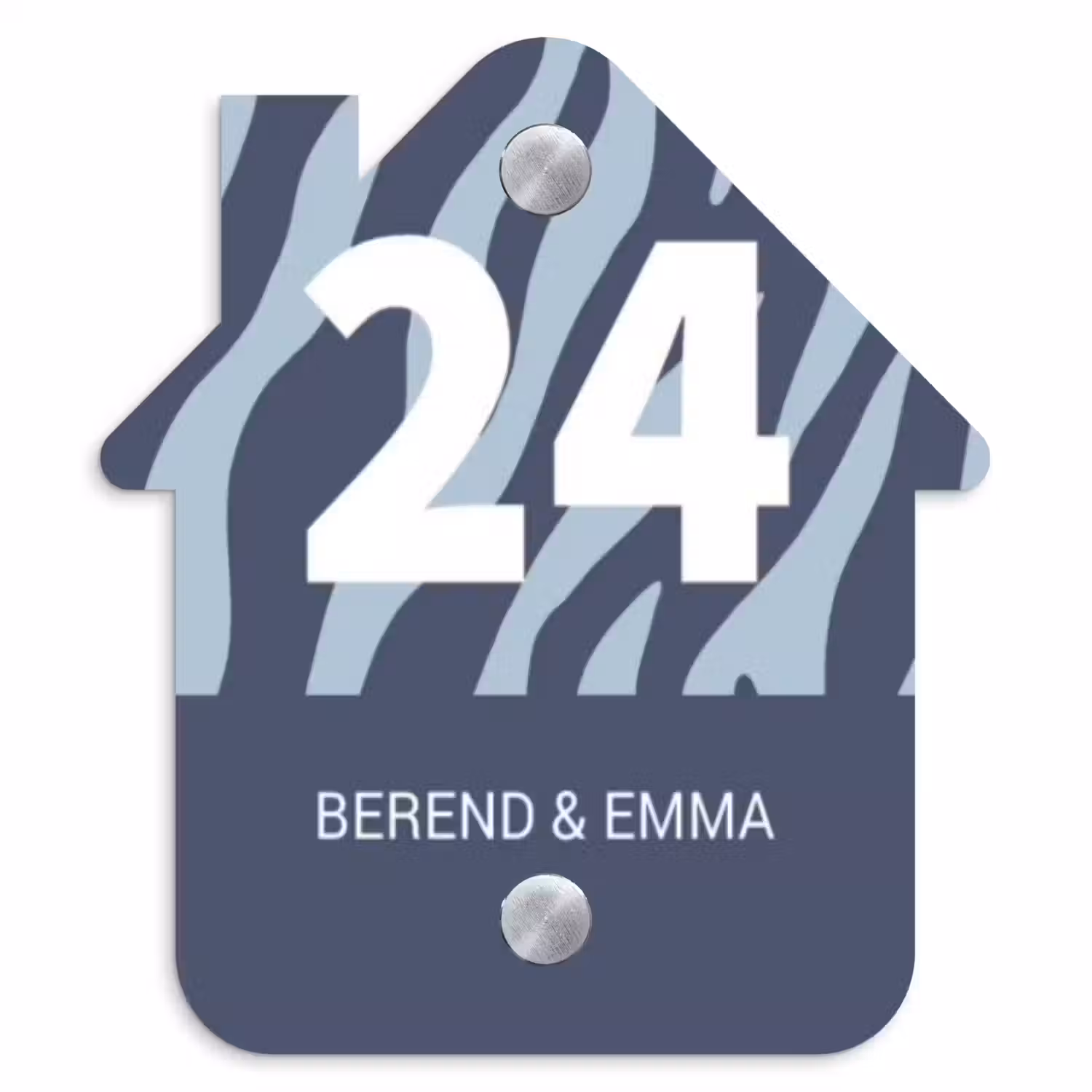 Blauw zebra - Klassiek Naambord Huisje klein -3d