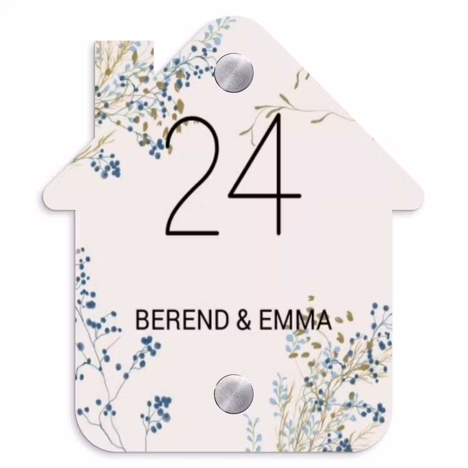 Bloemen - Beige - Klassiek Naambord Huisje klein -3d