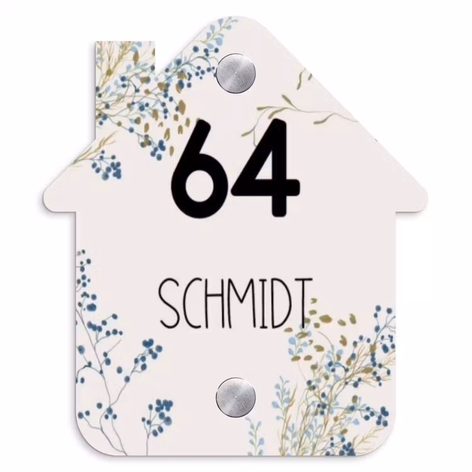 Bloemen - Beige - Modern Naambord Huisje klein -3d