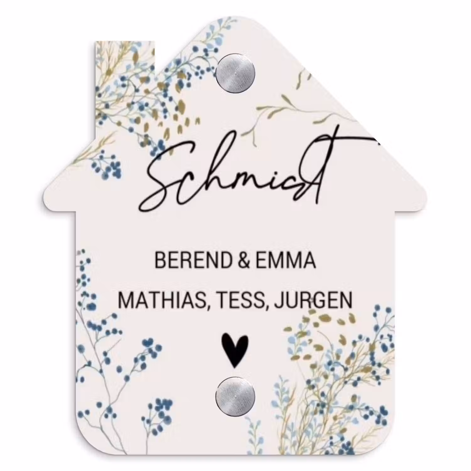 Bloemen - Beige - Sierlijk Naambord Huisje klein -3d