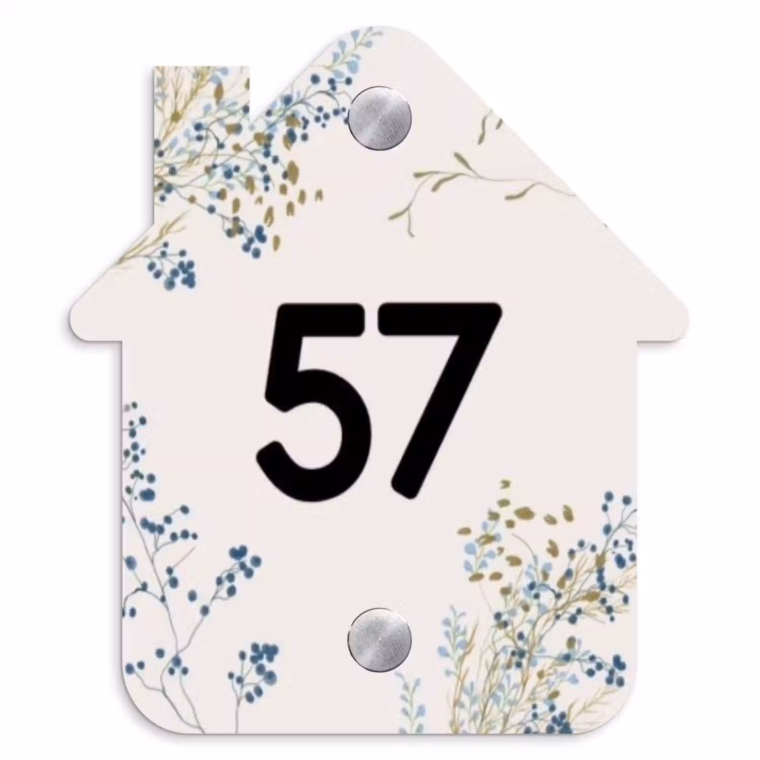Bloemen - Beige - Traditioneel Naambord Huisje klein -3d