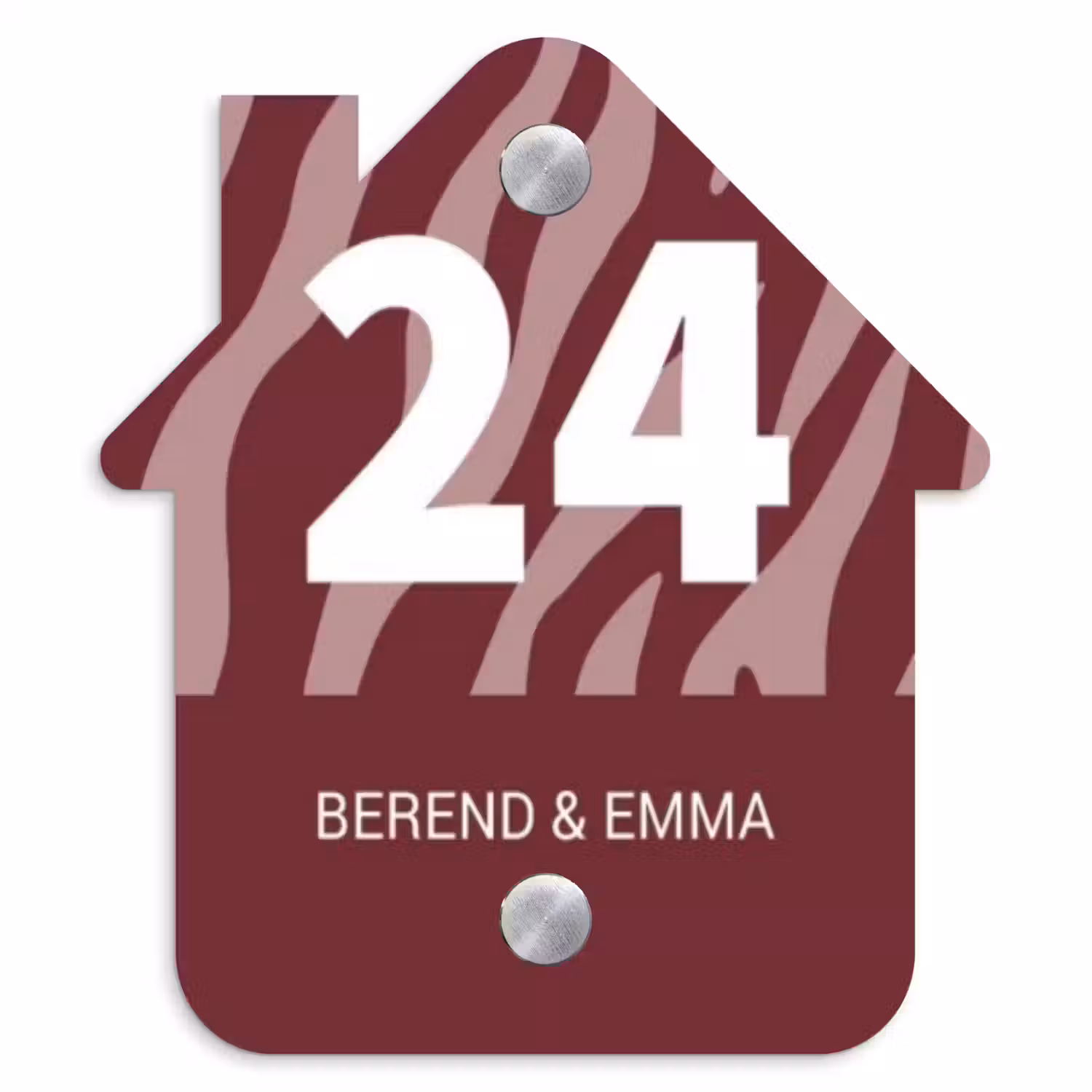 Bordeaux zebra - Klassiek Naambord Huisje klein -3d