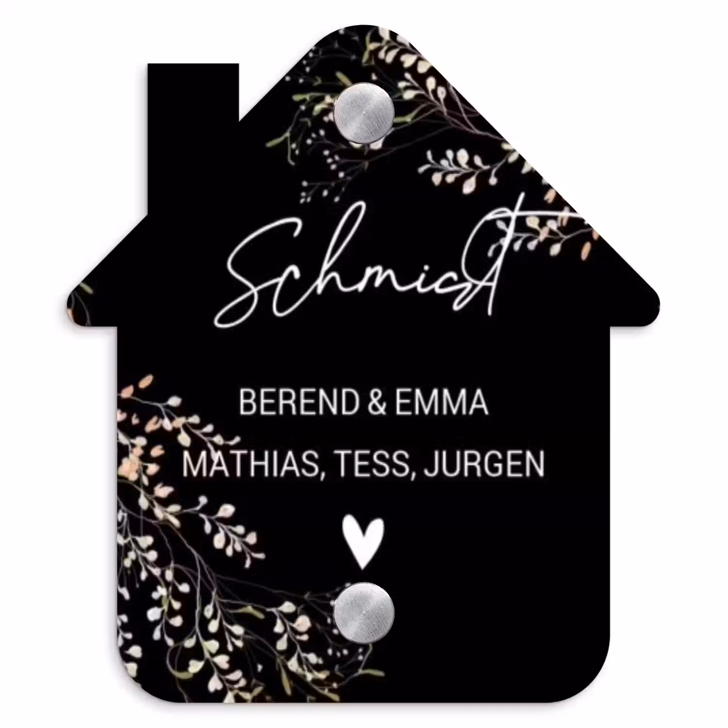 Botanisch - Zwart - Sierlijk Naambord Huisje klein -3d