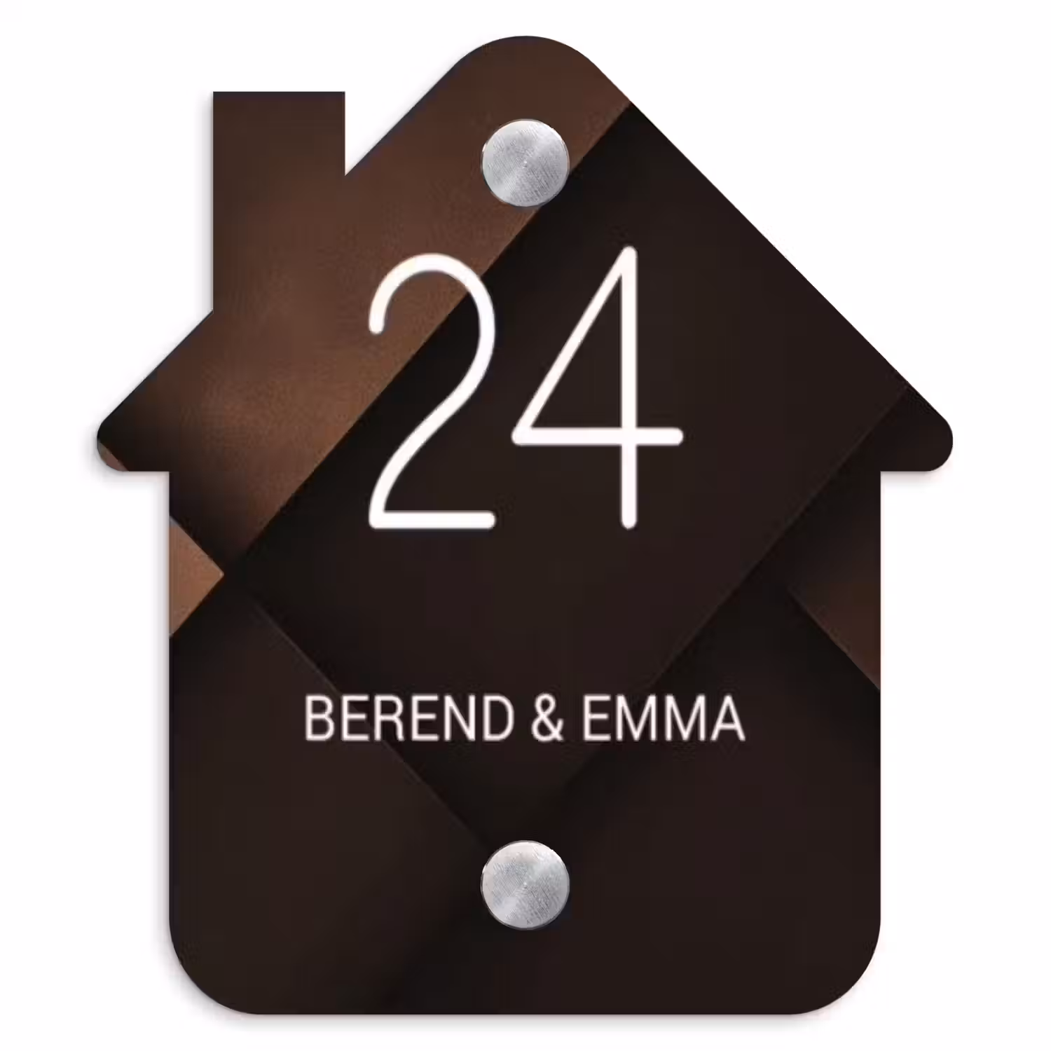 Bruine vlakken - Klassiek Naambord Huisje klein -3d