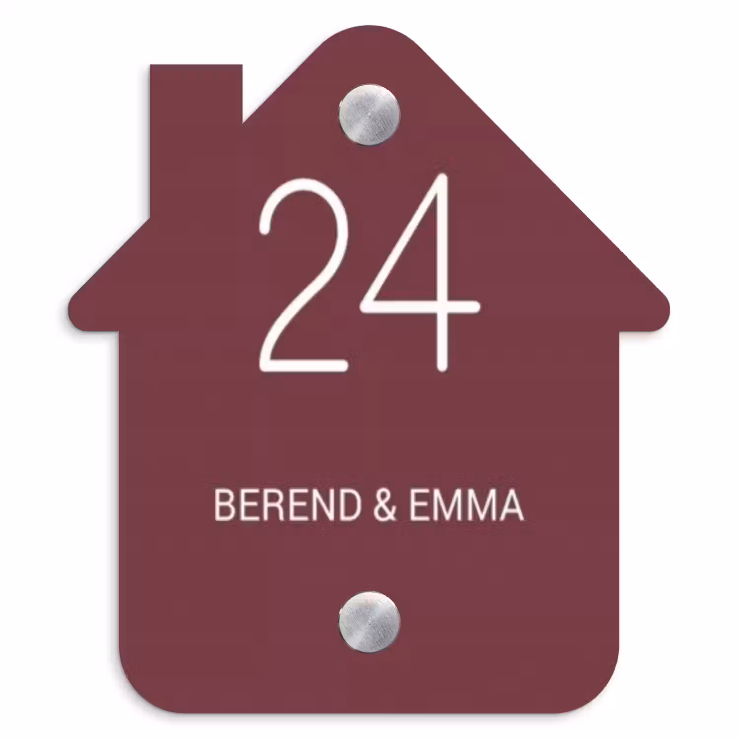 Bordeauxrood - Klassiek Naambord Huisje klein -3d