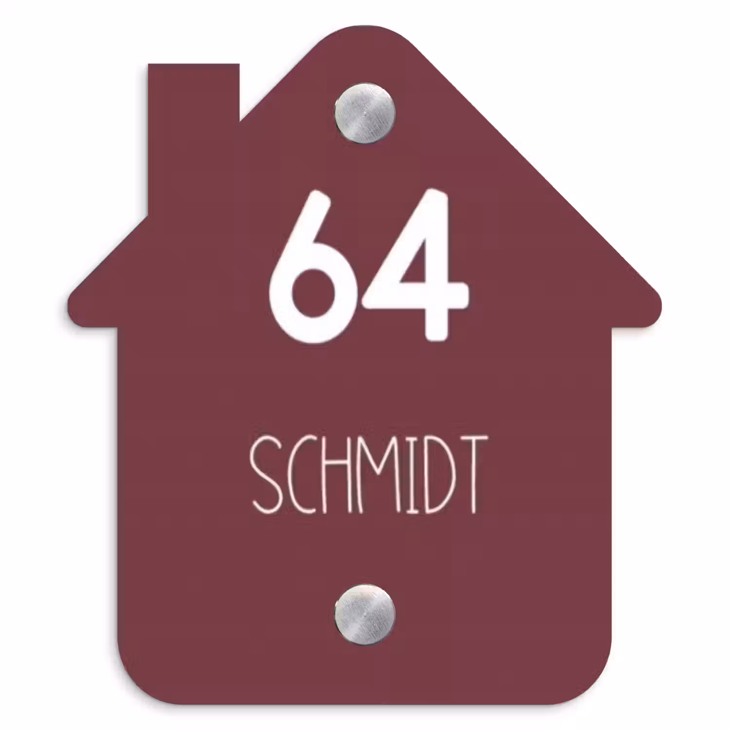 Bordeauxrood - Modern Naambord Huisje klein -3d