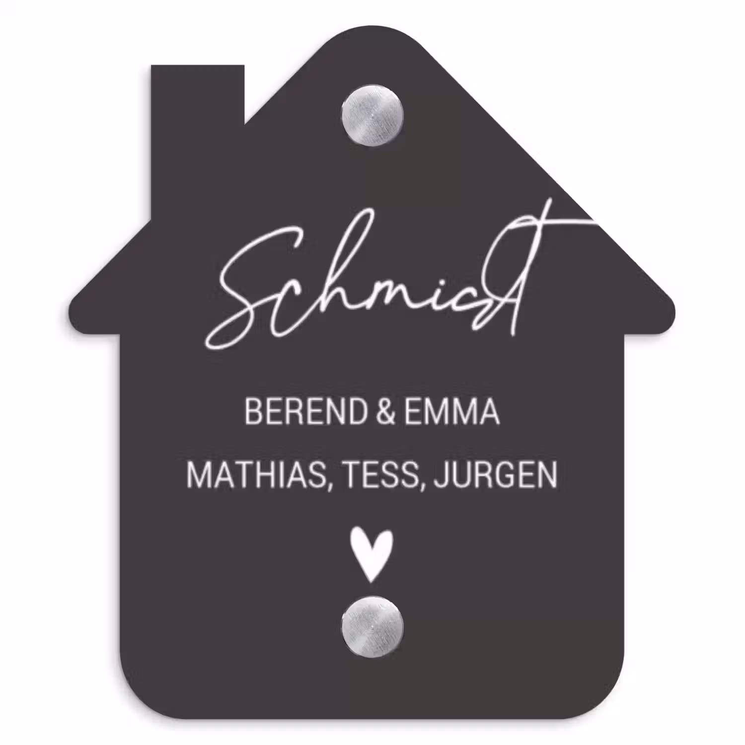 Donkergrijs - Sierlijk Naambord Huisje klein -3d