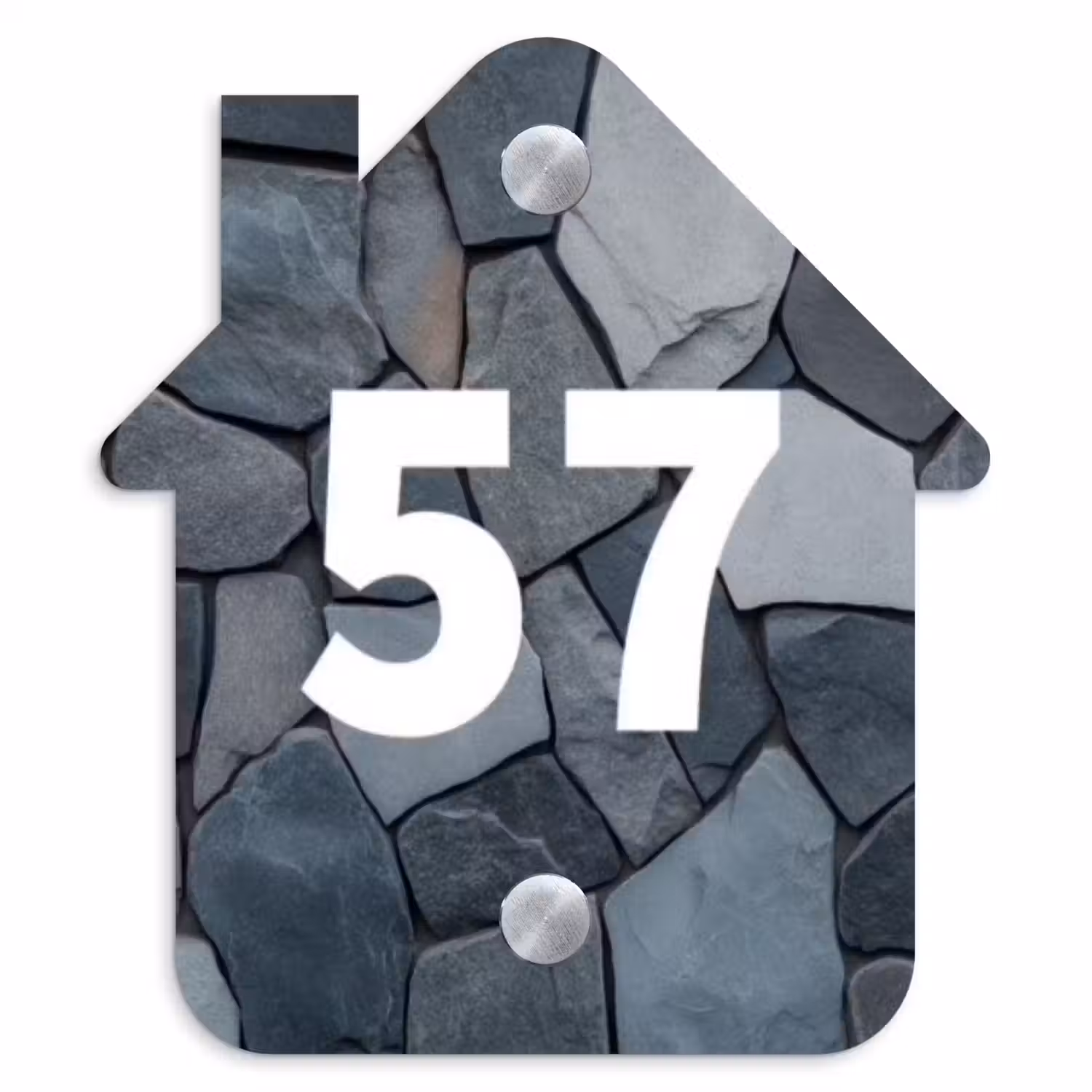 Donkergrijze stenen - Traditioneel Naambord Huisje klein -3d